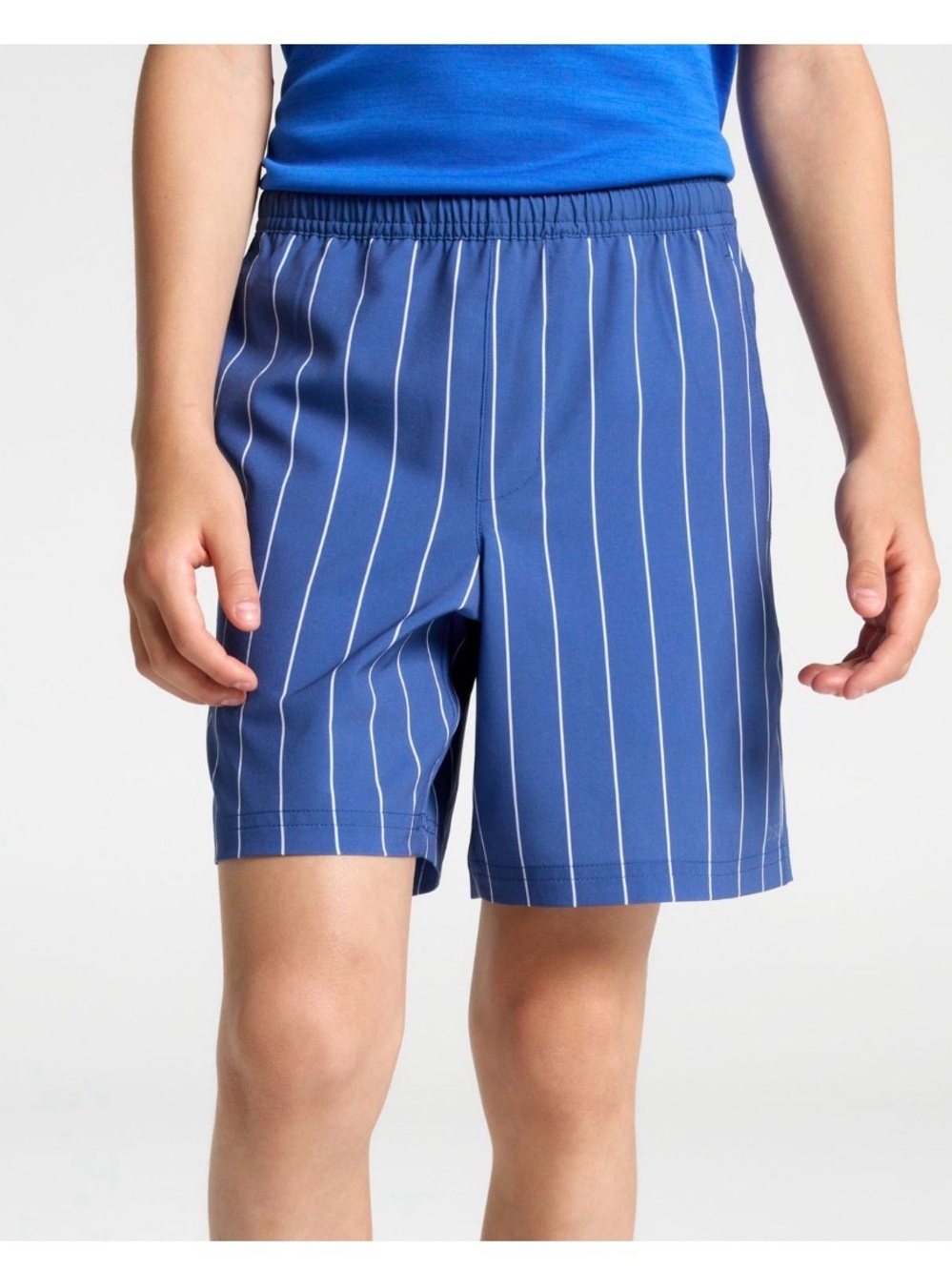 DSG Boys Agility Stretch Athletic Shorts Blue White Pinstripe Medium M 10-12